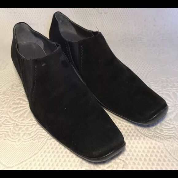 Stuart Weitzman black suede slip ons - Picture 1 of 5